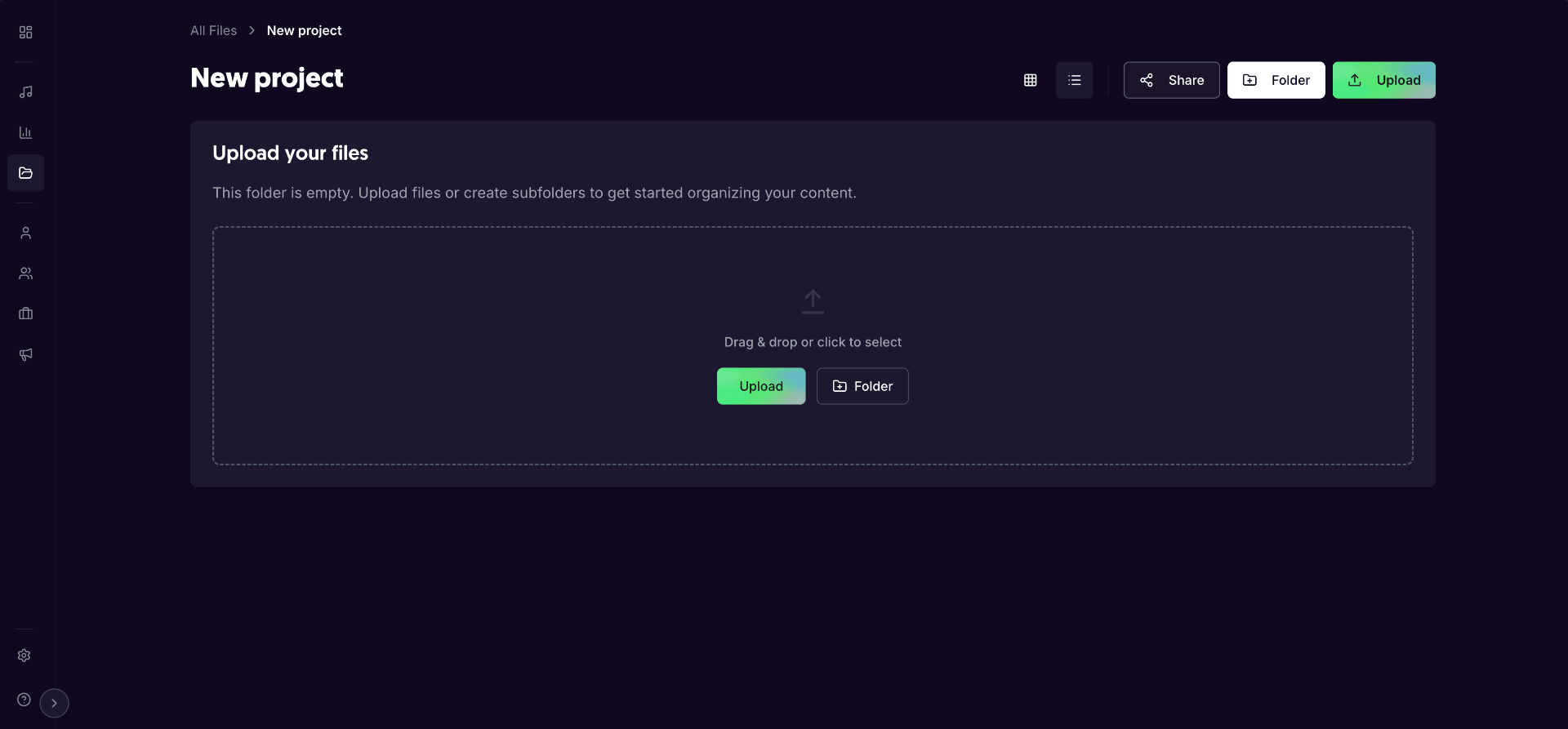 Asset Library desktop view