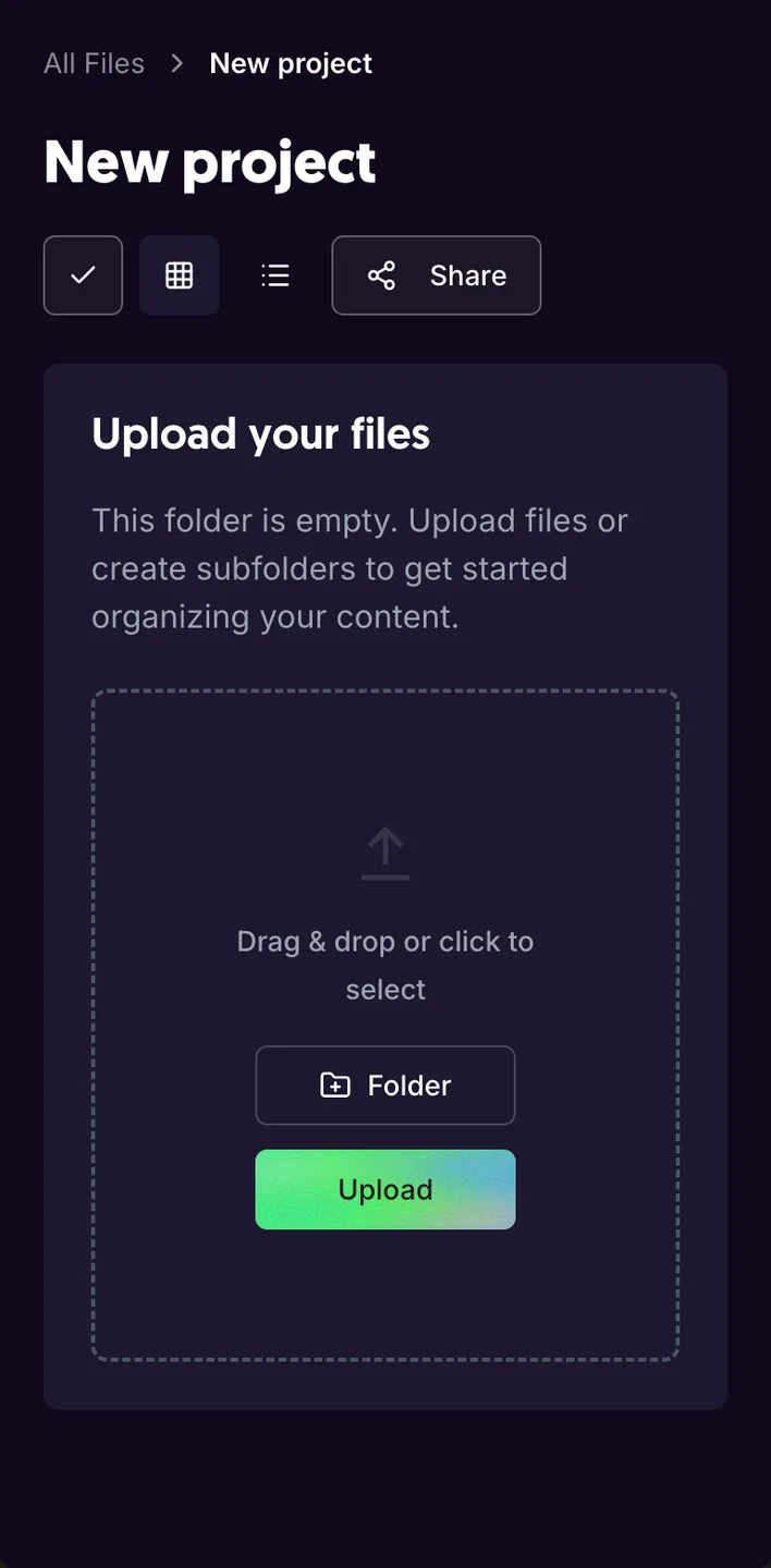 Asset Library mobile view